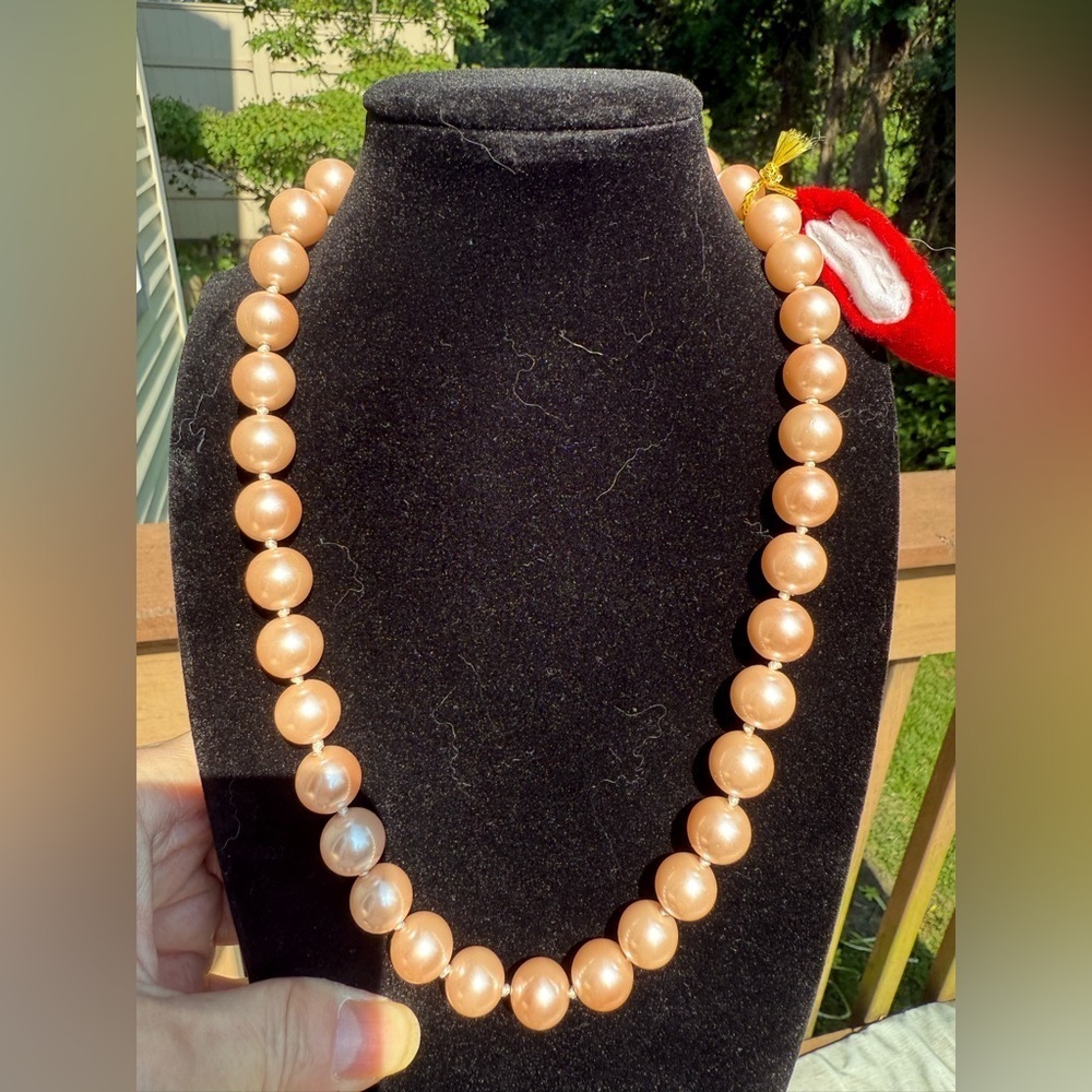 Vintage Kenneth Jay Lane Faux blush pink Pearl Knotted Beaded Necklace
